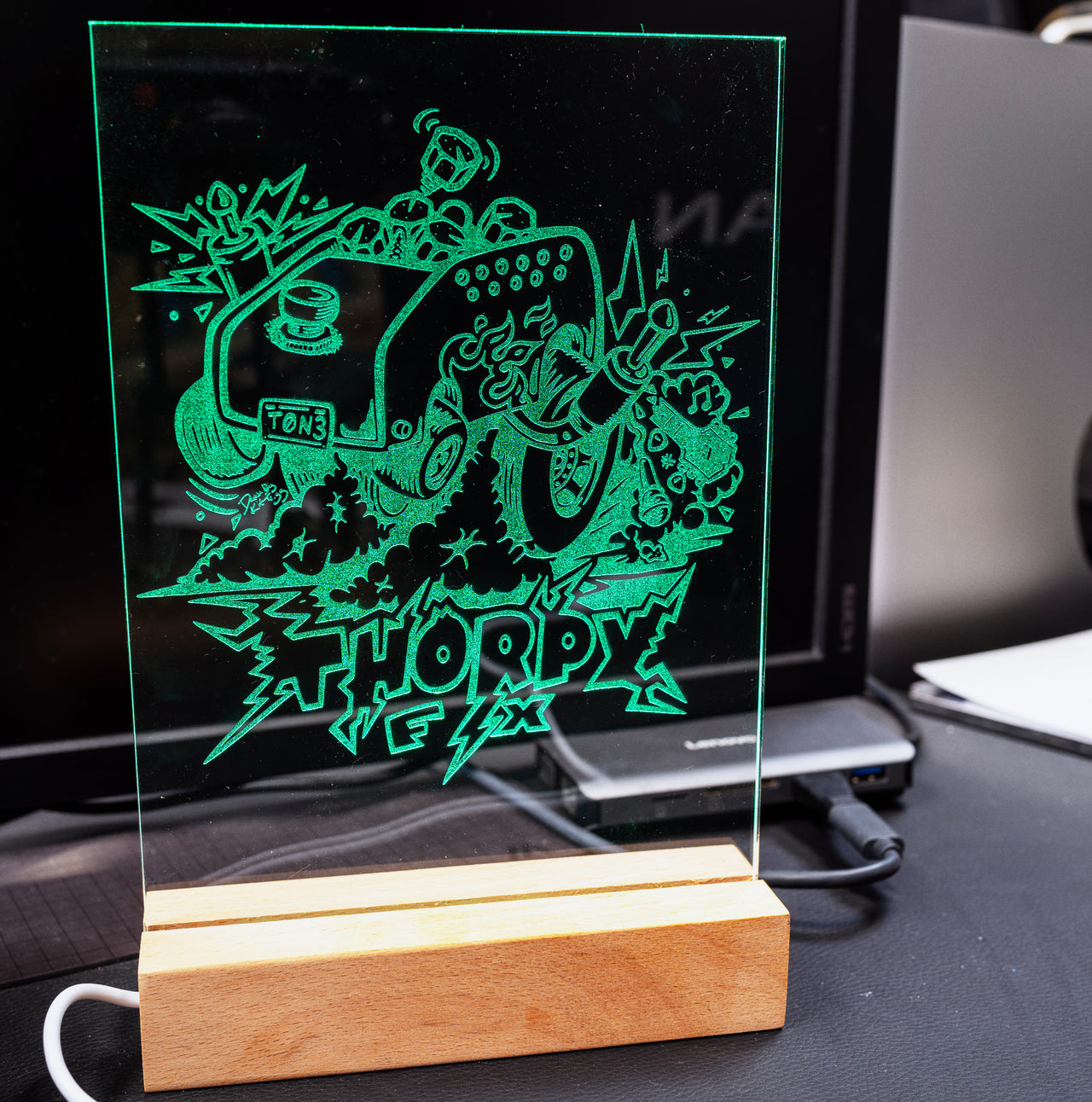 ThorpyFX Logo Led Desktop light panel.